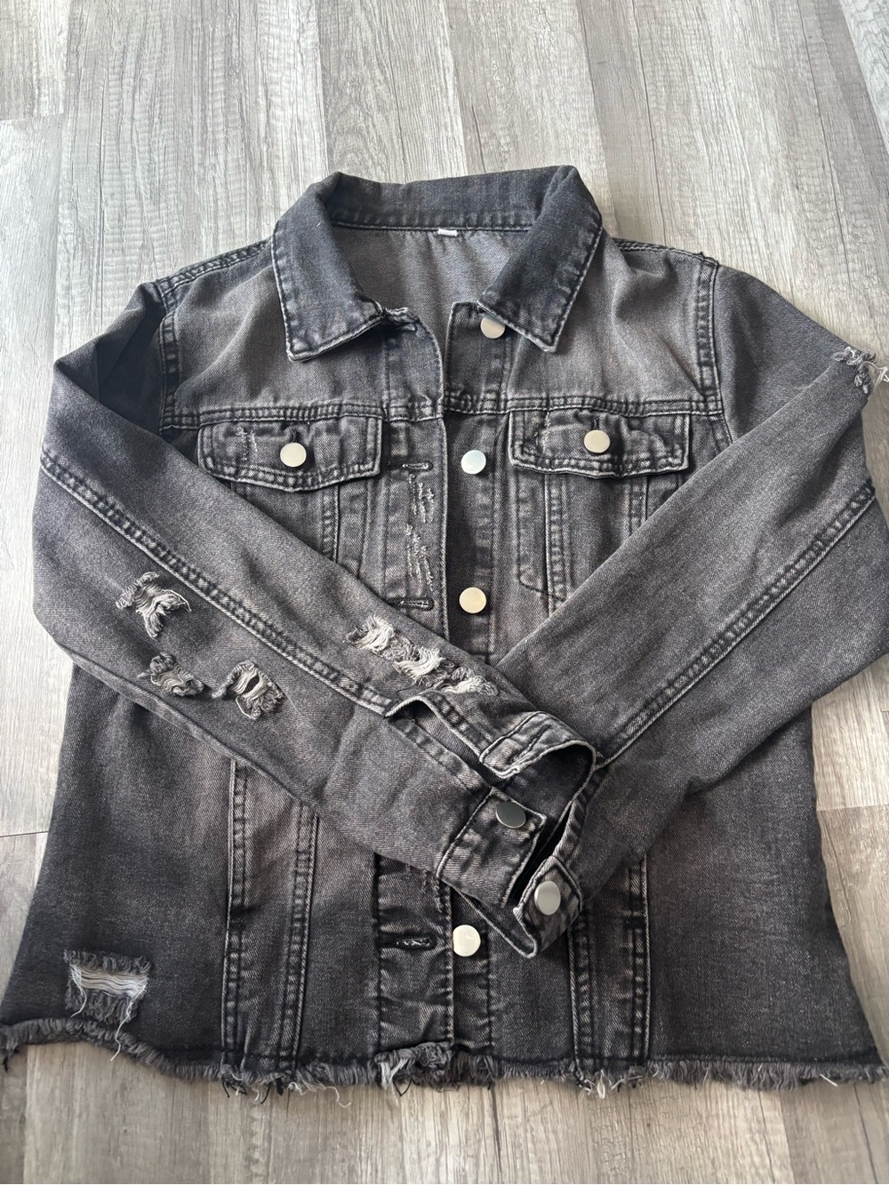 Distressed Black Denim Jacket - Women